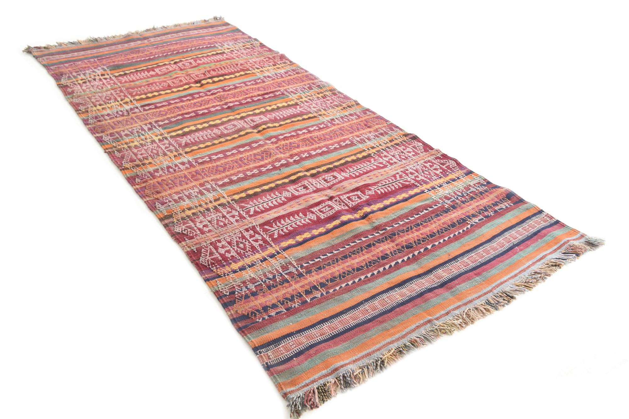 4' x 9' Hand Woven Kilim Afghan Wool Runner Rug