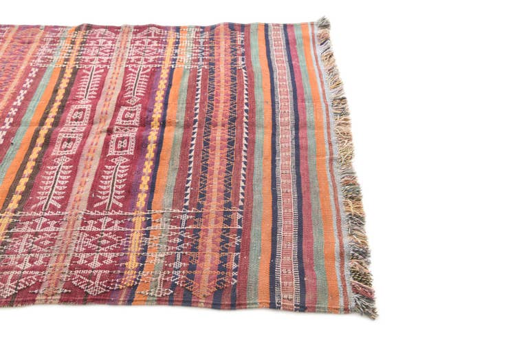 Detail image of 4' x 9' Hand Woven Kilim Afghan Wool Runner Rug