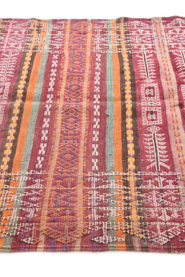 Detail image of 4' x 9' Hand Woven Kilim Afghan Wool Runner Rug