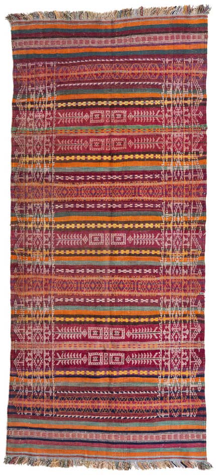 Detail image of 4' x 9' Hand Woven Kilim Afghan Wool Runner Rug