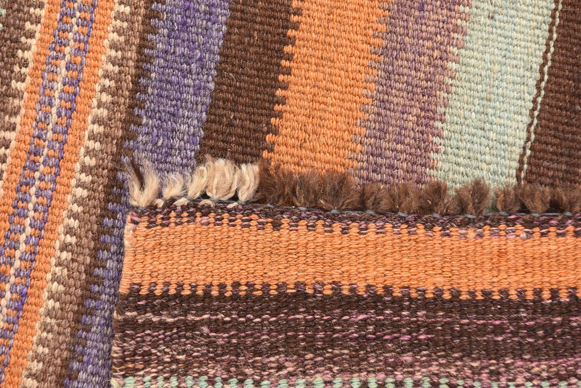 4' 4 x 12' 9 Hand Woven Kilim Afghan Wool Runner Rug