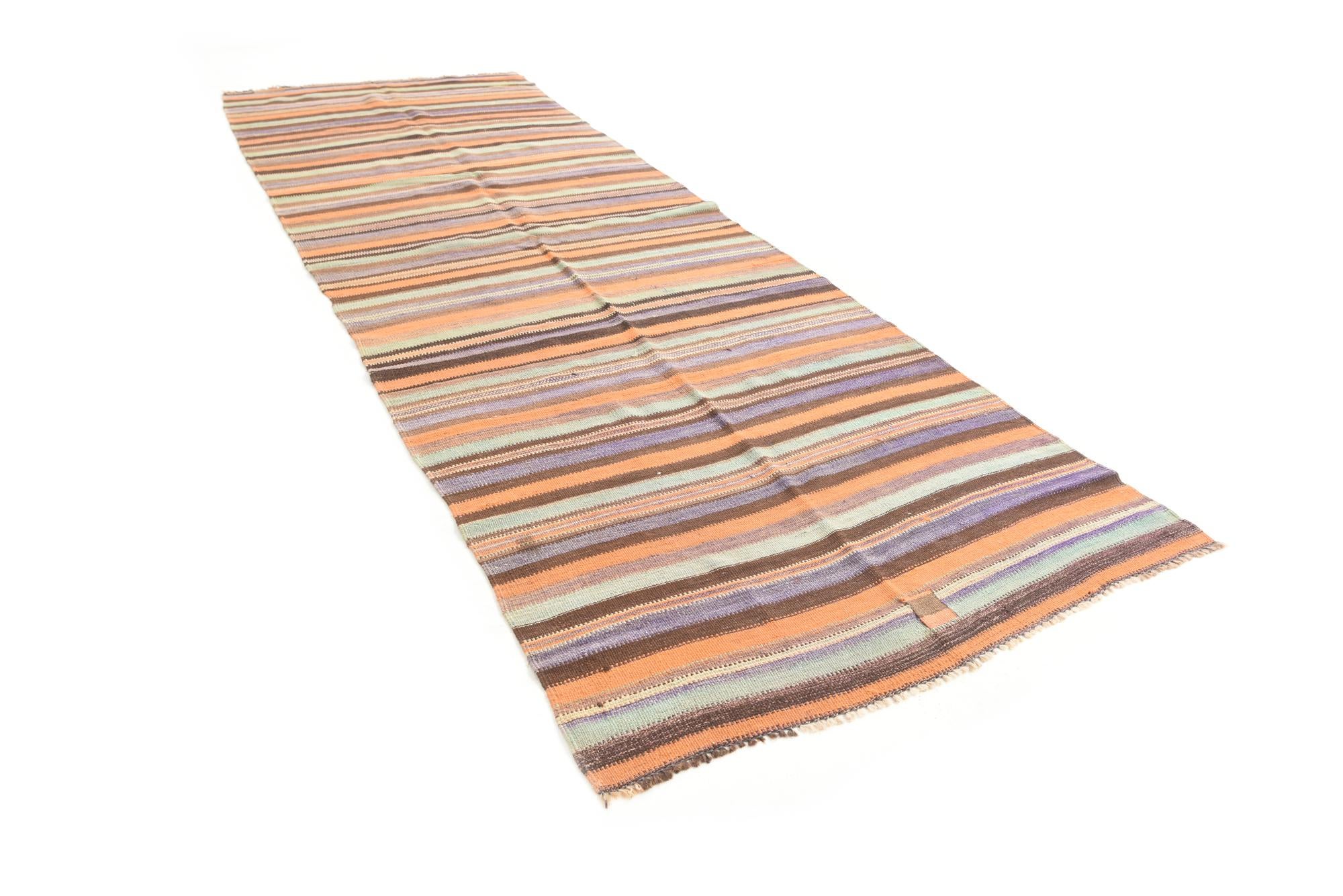 4' 4 x 12' 9 Hand Woven Kilim Afghan Wool Runner Rug