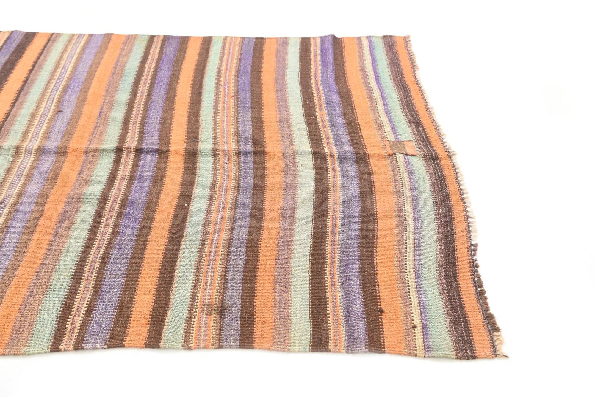 4' 4 x 12' 9 Hand Woven Kilim Afghan Wool Runner Rug
