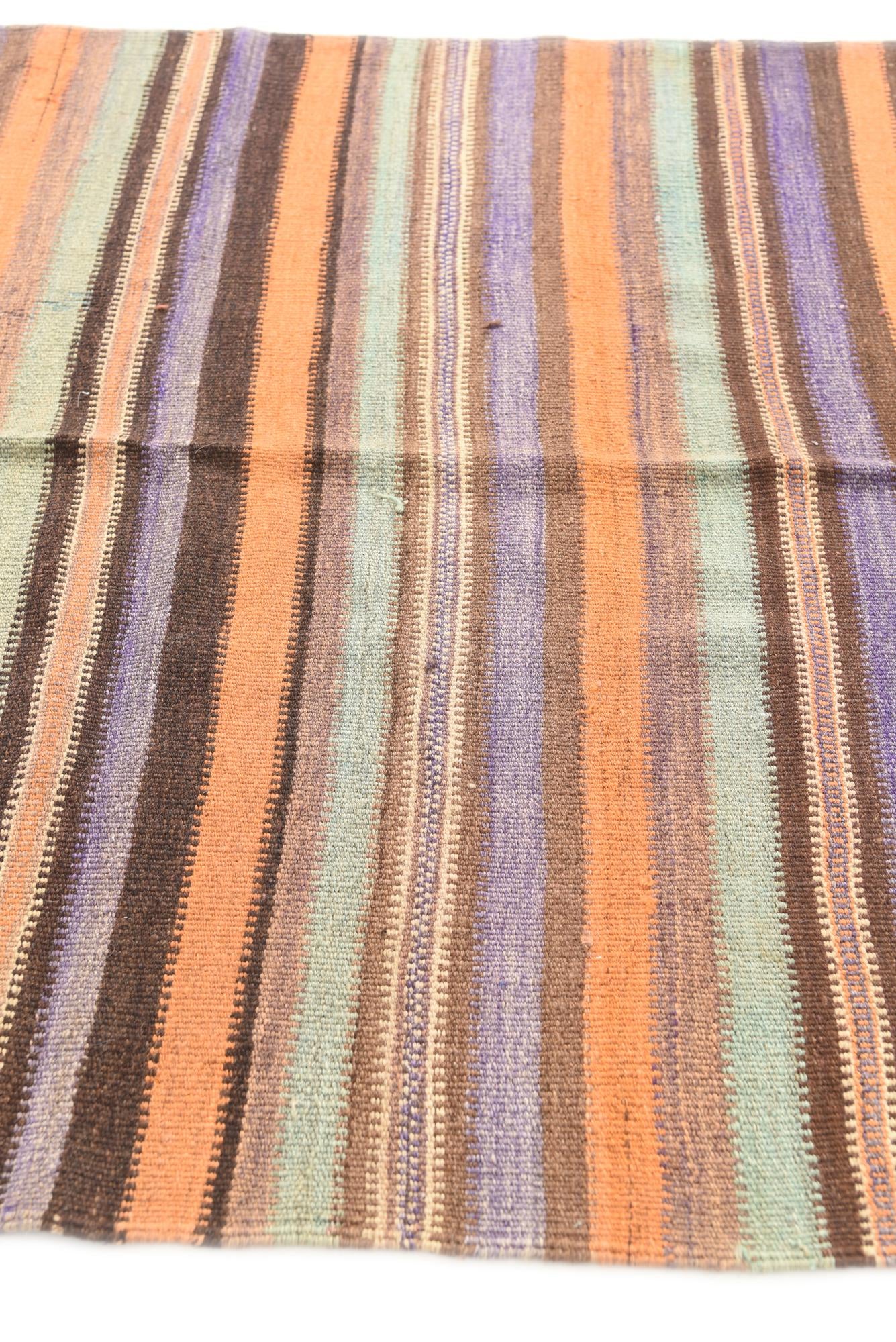 4' 4 x 12' 9 Hand Woven Kilim Afghan Wool Runner Rug