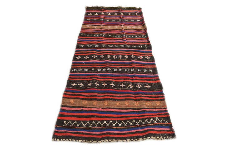 Detail image of 2' 4 x 6' 10 Hand Woven Kilim Afghan Wool Runner Rug