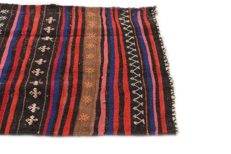 Detail image of 2' 4 x 6' 10 Hand Woven Kilim Afghan Wool Runner Rug