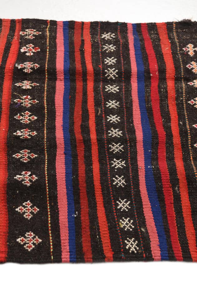Detail image of 2' 4 x 6' 10 Hand Woven Kilim Afghan Wool Runner Rug