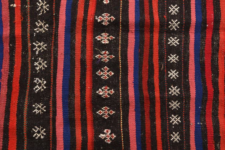 Detail image of 2' 4 x 6' 10 Hand Woven Kilim Afghan Wool Runner Rug