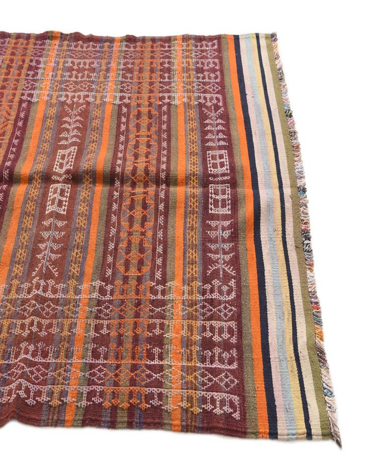 Detail image of 4' x 10' 2  Hand Woven Kilim Afghan Wool Runner Rug