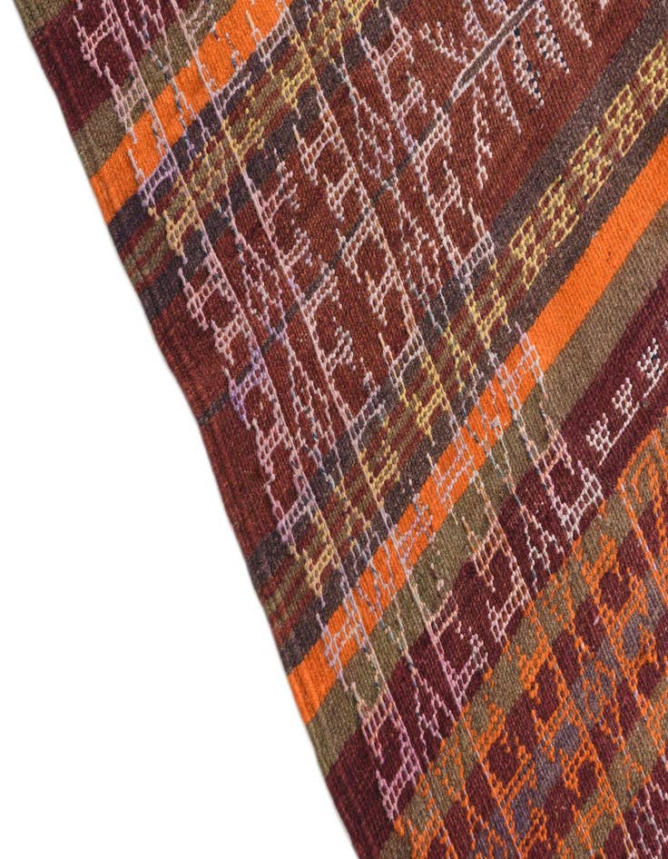 Detail image of 4' x 10' 2  Hand Woven Kilim Afghan Wool Runner Rug