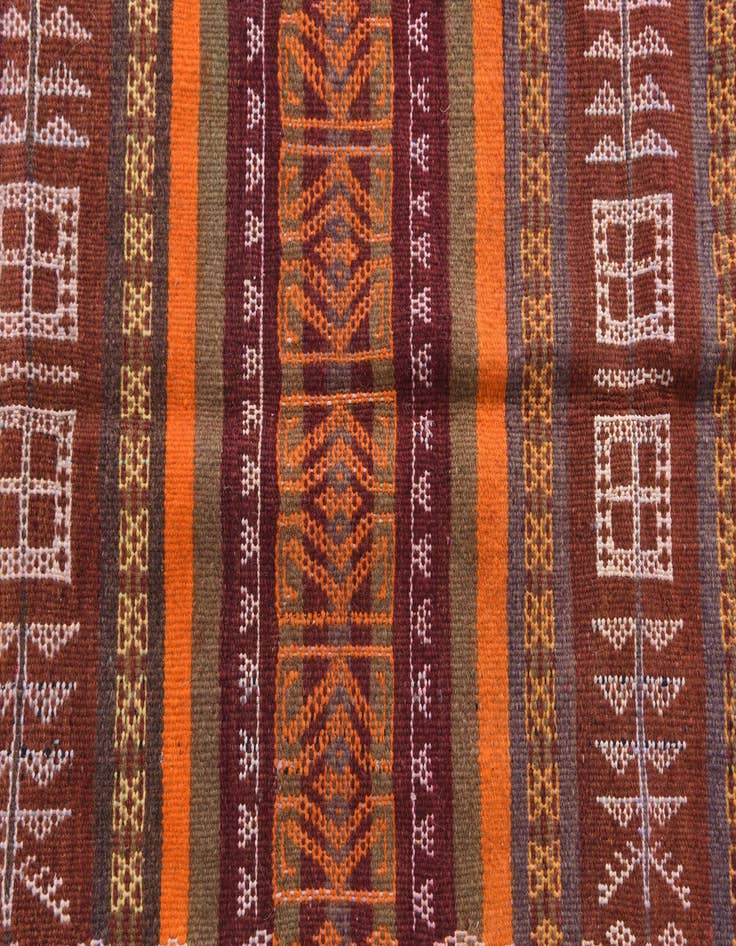Detail image of 4' x 10' 2  Hand Woven Kilim Afghan Wool Runner Rug