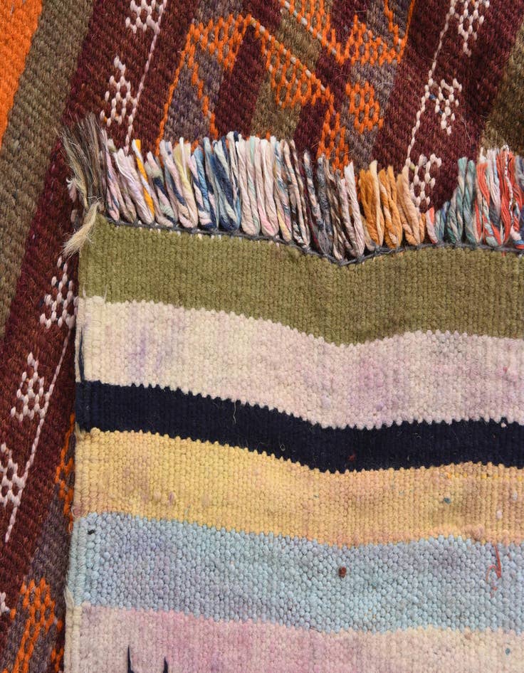 Detail image of 4' x 10' 2  Hand Woven Kilim Afghan Wool Runner Rug