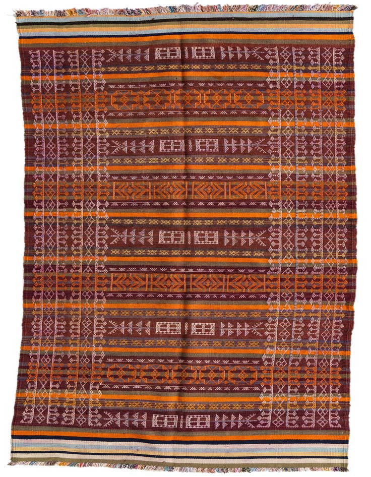 Detail image of 4' x 10' 2 Hand Woven Kilim Afghan Wool Runner Rug