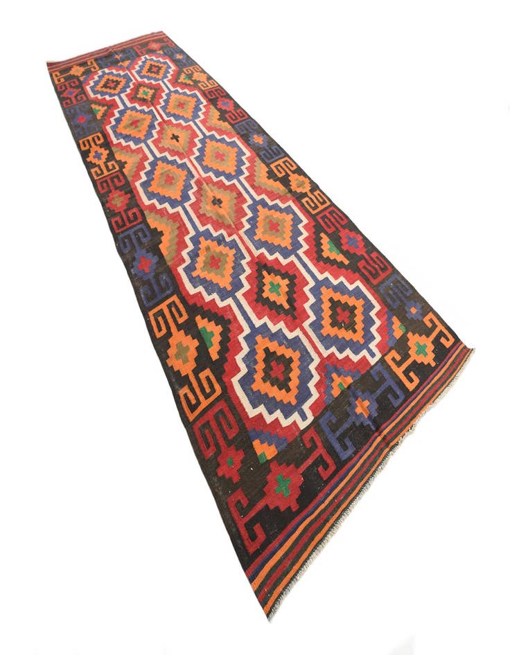 Detail image of 5' x 13' 5 Hand Woven Kilim Afghan Wool Runner Rug