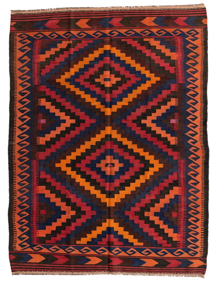 Detail image of 5' x 11' 6 Hand Woven Kilim Afghan Wool Runner Rug