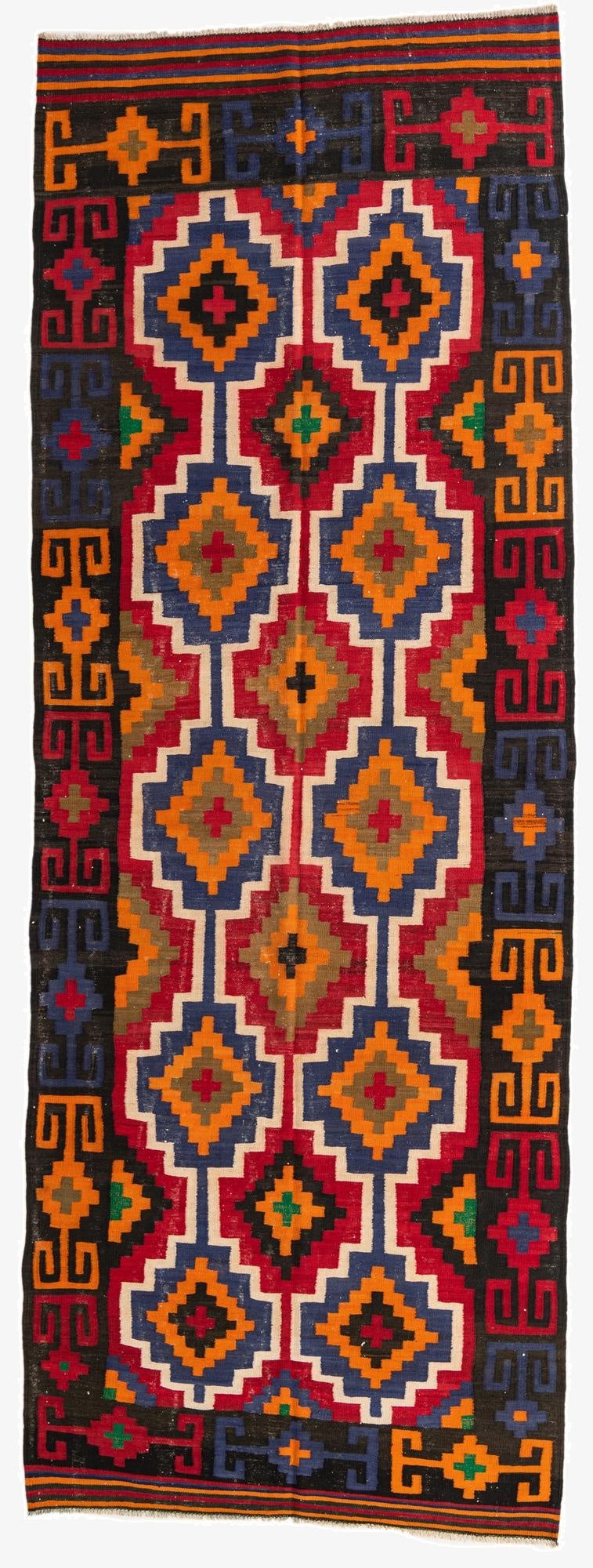 5' x 13' 5  Hand Woven Kilim Afghan Wool Runner Rug