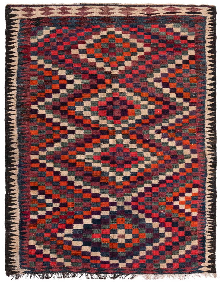 Detail image of 5' x 9' 6 Hand Woven Kilim Fars Wool Runner Rug