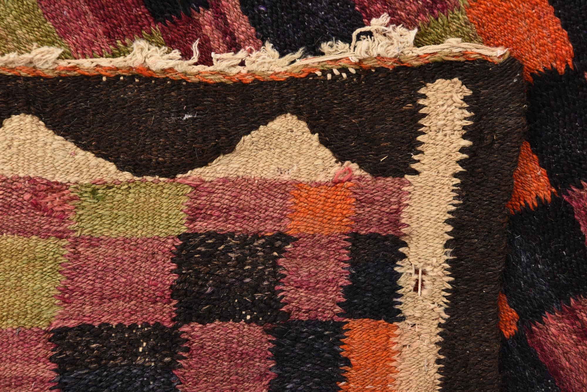 4' 6 x 8' 9 Hand Woven Kilim Fars Wool Runner Rug