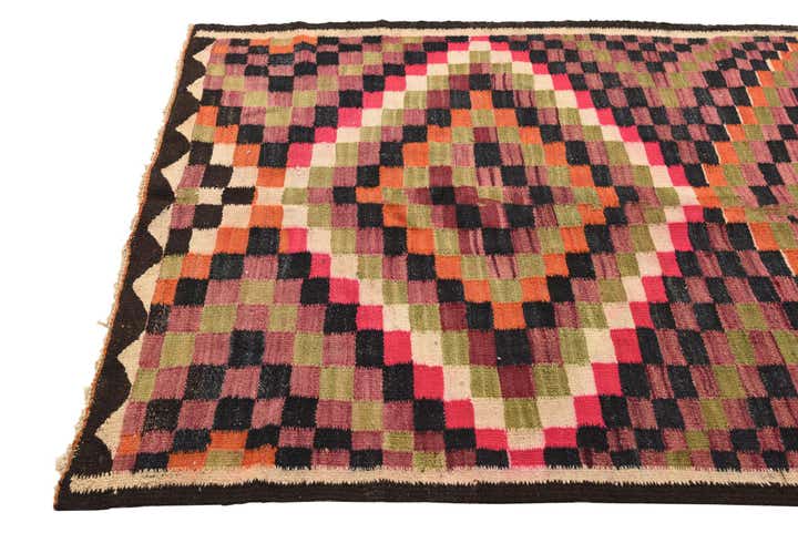 4' 6 x 8' 9 Hand Woven Kilim Fars Wool Runner Rug