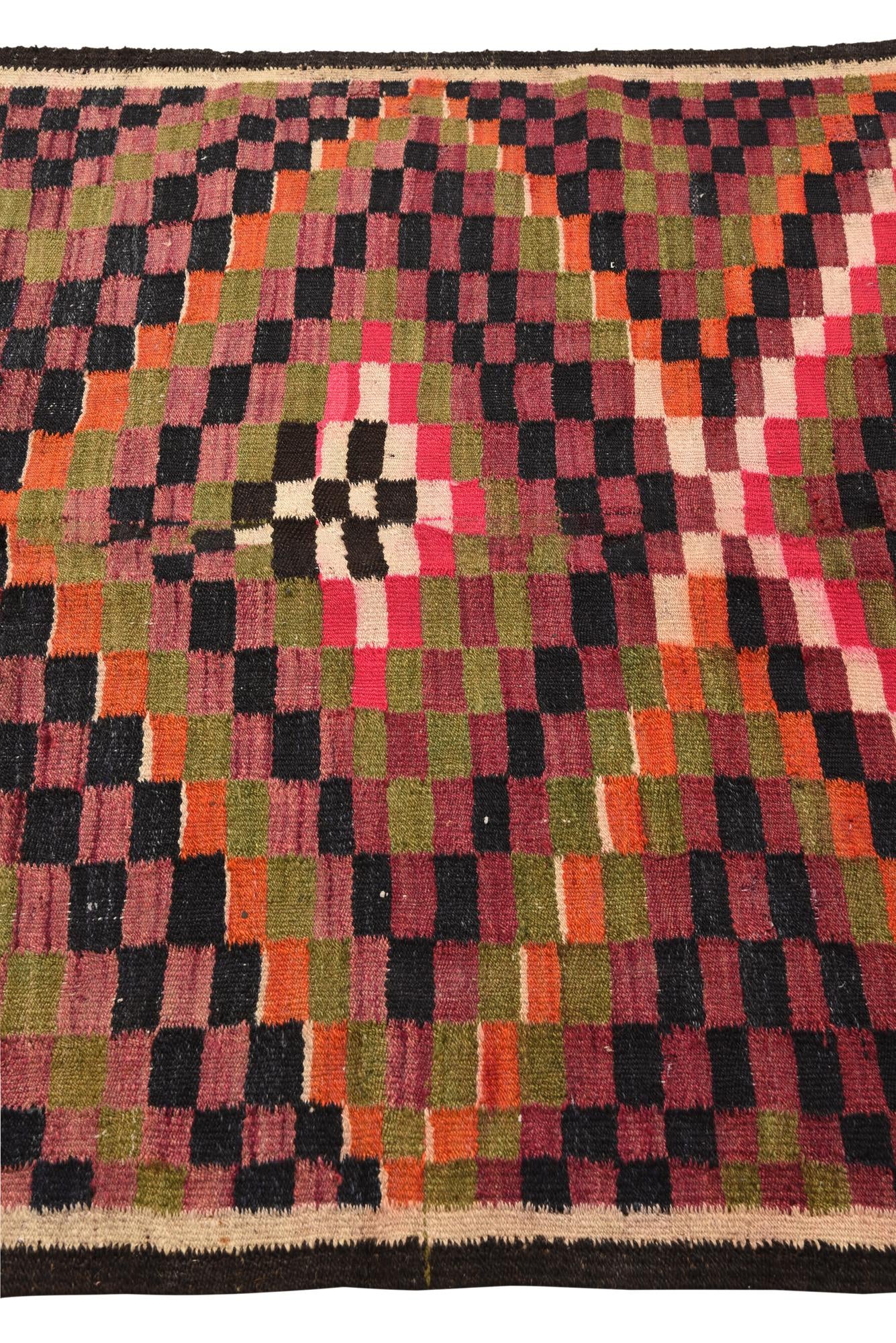 4' 6 x 8' 9 Hand Woven Kilim Fars Wool Runner Rug