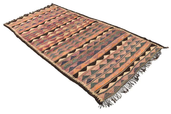 4' 8 x 9' Hand Woven Kilim Fars Wool Runner Rug