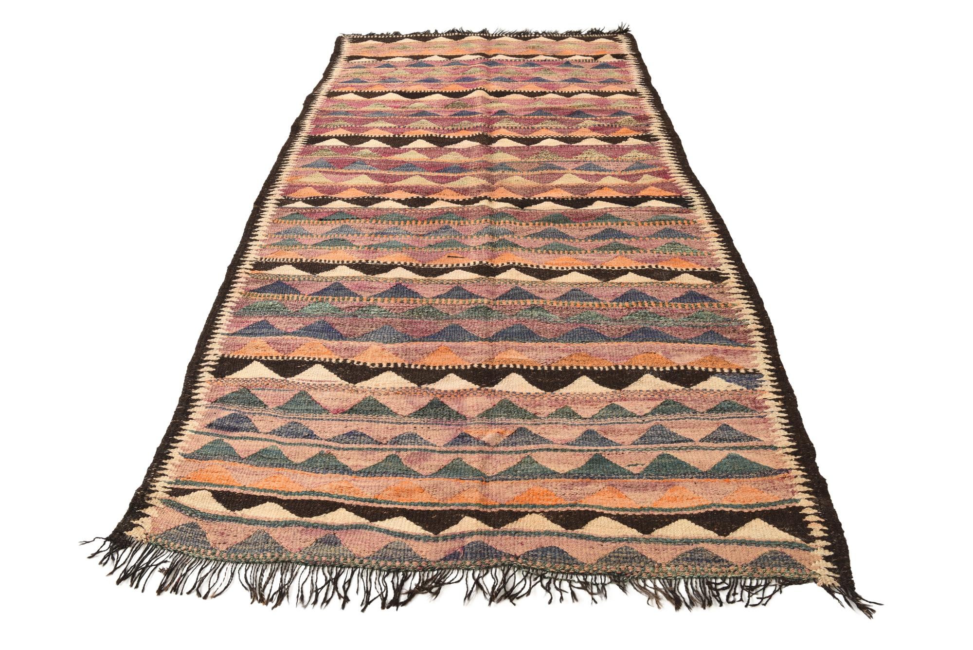 4' 8 x 9' Hand Woven Kilim Fars Wool Runner Rug