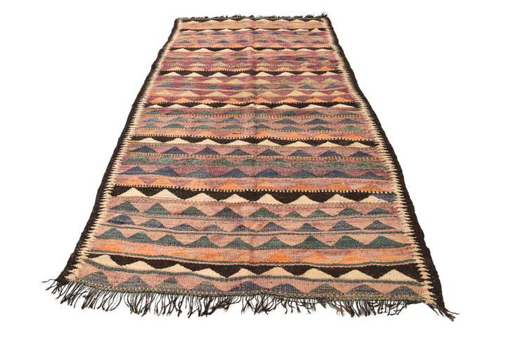 4' 8 x 9' Hand Woven Kilim Fars Wool Runner Rug