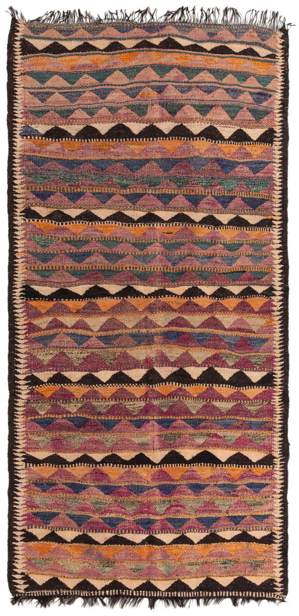 4' 8 x 9' Hand Woven Kilim Fars Wool Runner Rug