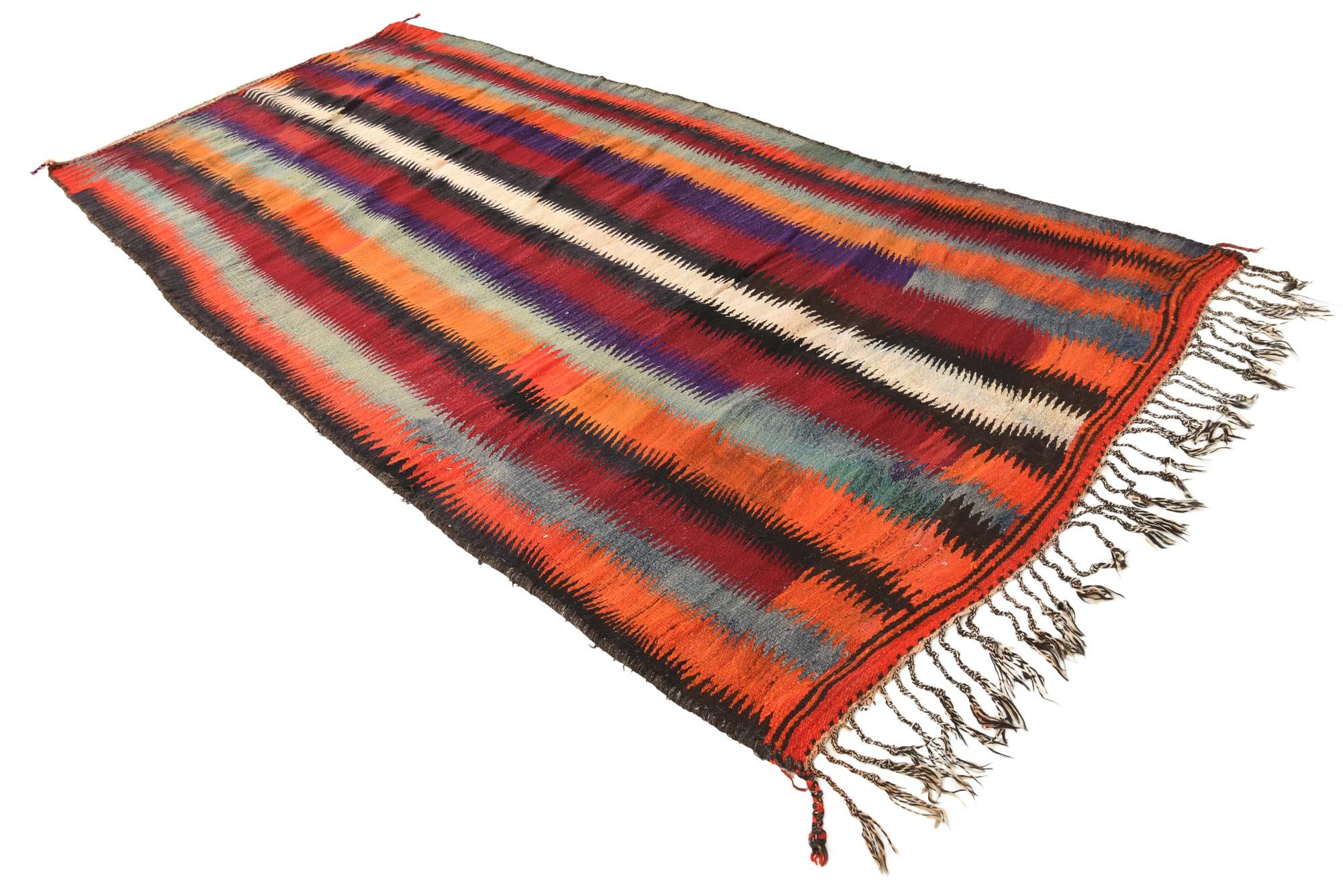 5' x 10' 7 Hand Woven Kilim Fars Wool Runner Rug