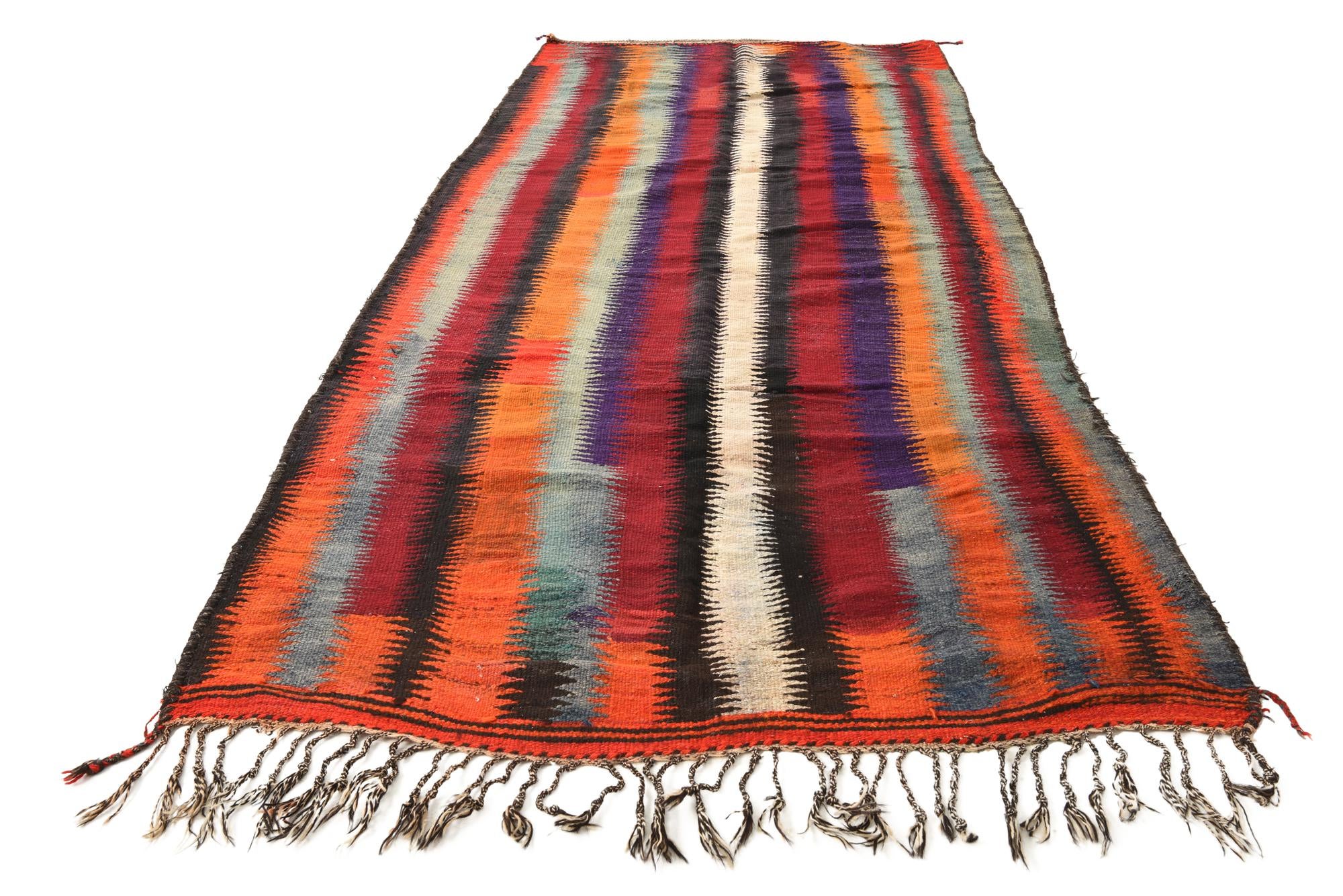 5' x 10' 7 Hand Woven Kilim Fars Wool Runner Rug
