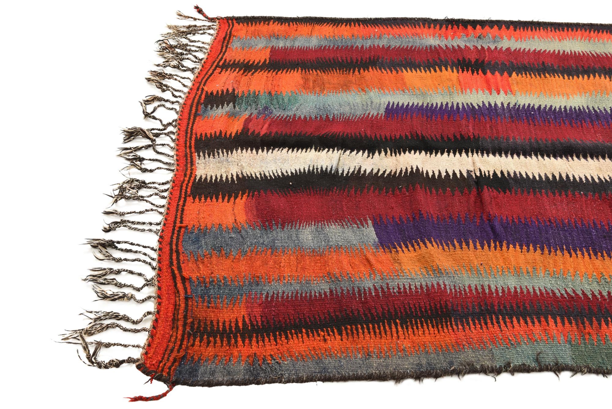 5' x 10' 7 Hand Woven Kilim Fars Wool Runner Rug