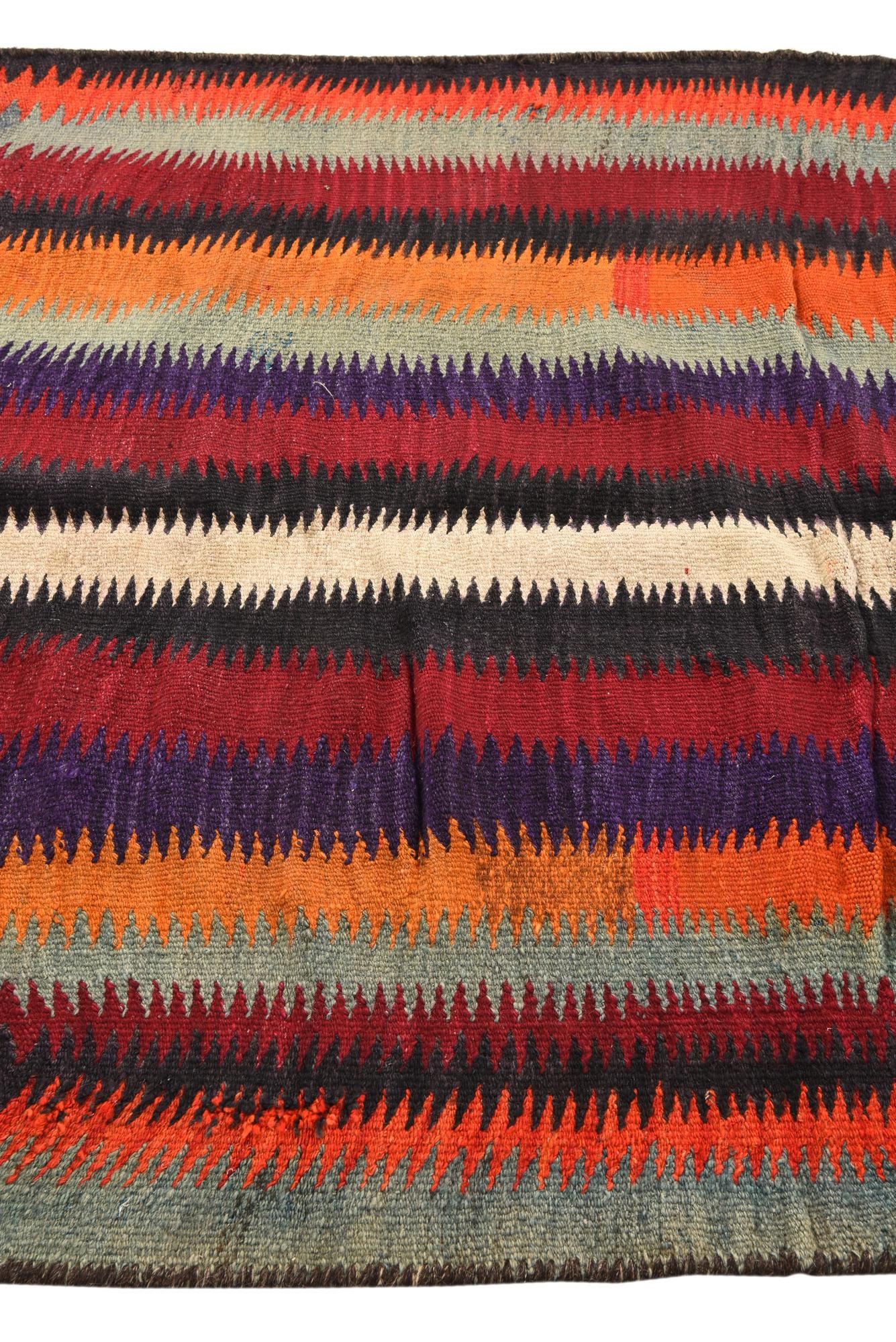 5' x 10' 7 Hand Woven Kilim Fars Wool Runner Rug