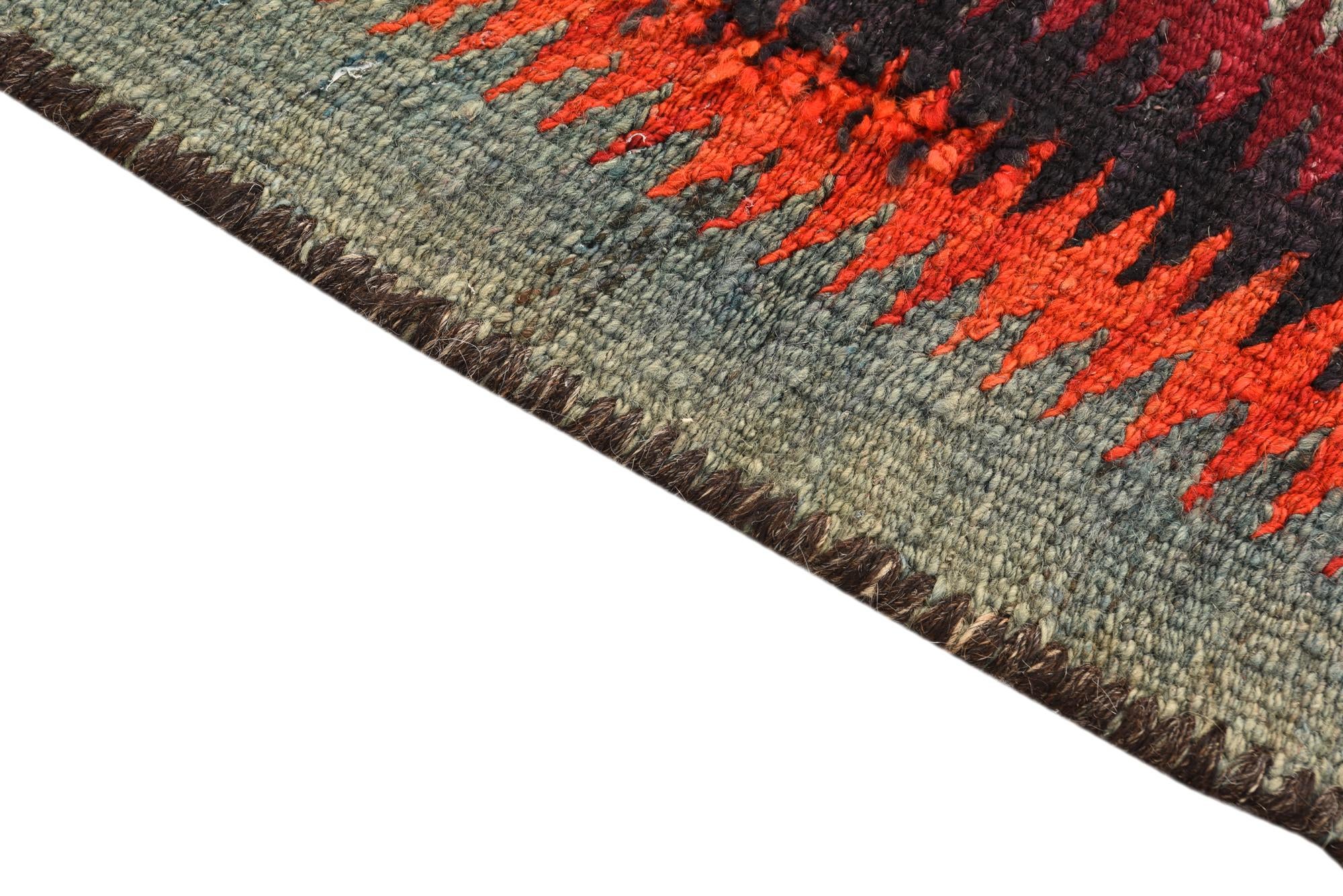 5' x 10' 7 Hand Woven Kilim Fars Wool Runner Rug