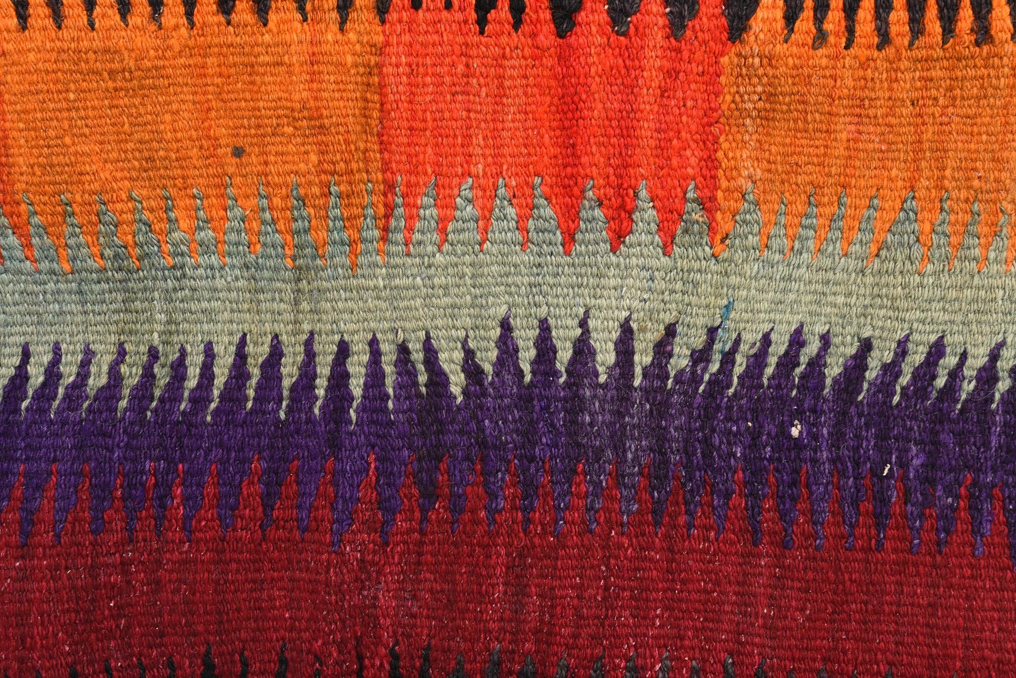 5' x 10' 7 Hand Woven Kilim Fars Wool Runner Rug