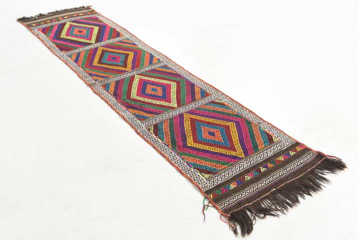 2' 1 x 8' 8 Hand Knotted Kilim Fars Persian Wool Runner Rug