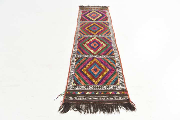 2' 1 x 8' 8 Hand Knotted Kilim Fars Persian Wool Runner Rug