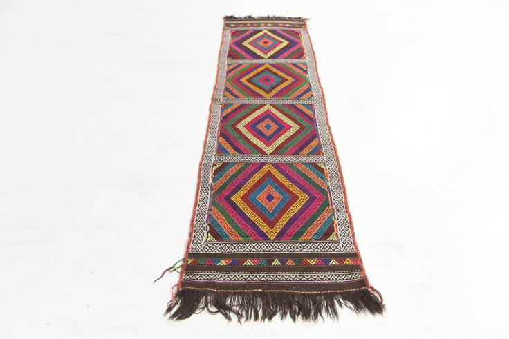 Detail image of 2' 1 x 8' 8 Hand Knotted Kilim Fars Persian Wool Runner Rug