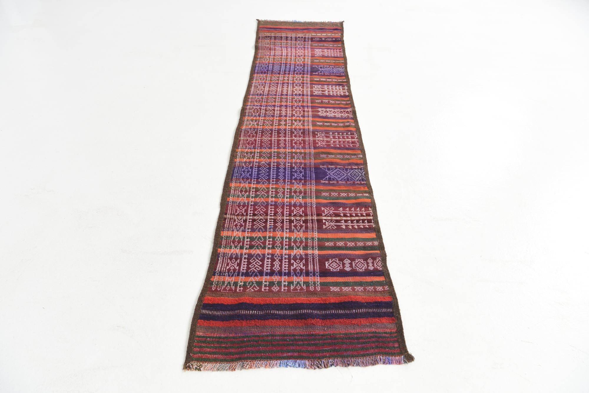 2' 1 x 10' 2 Hand Knotted Kilim Fars Persian Wool Runner Rug