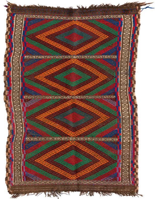 Detail image of 1' 10 x 6' 9 Hand Knotted Kilim Fars Persian Wool Runner Rug