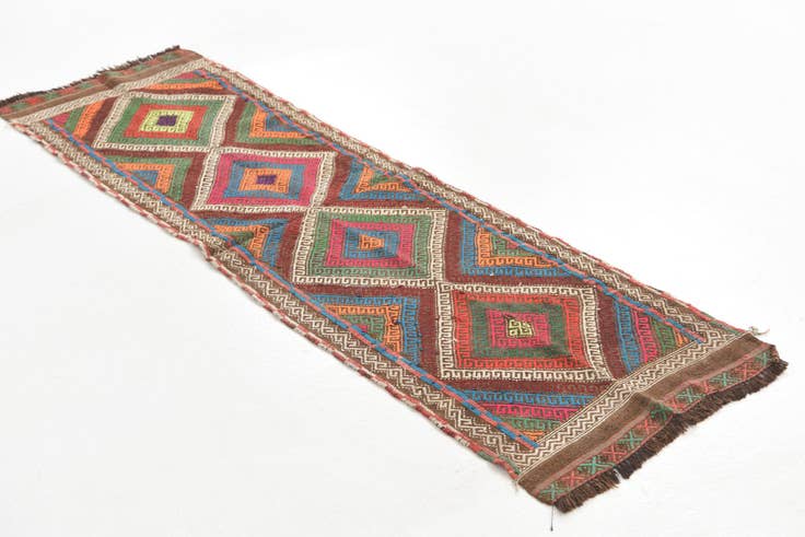 Detail image of 1' 10 x 6' 2 Hand Knotted Kilim Fars Persian Wool Runner Rug