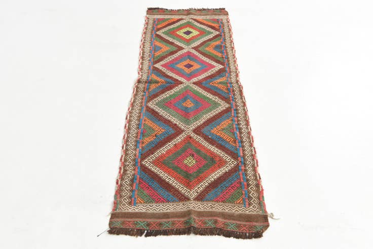 Detail image of 1' 10 x 6' 2 Hand Knotted Kilim Fars Persian Wool Runner Rug
