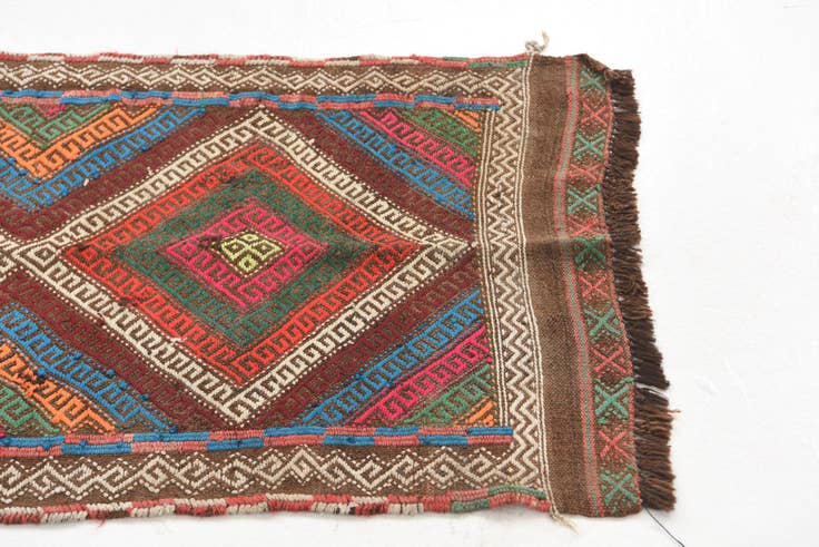 Detail image of 1' 10 x 6' 2 Hand Knotted Kilim Fars Persian Wool Runner Rug