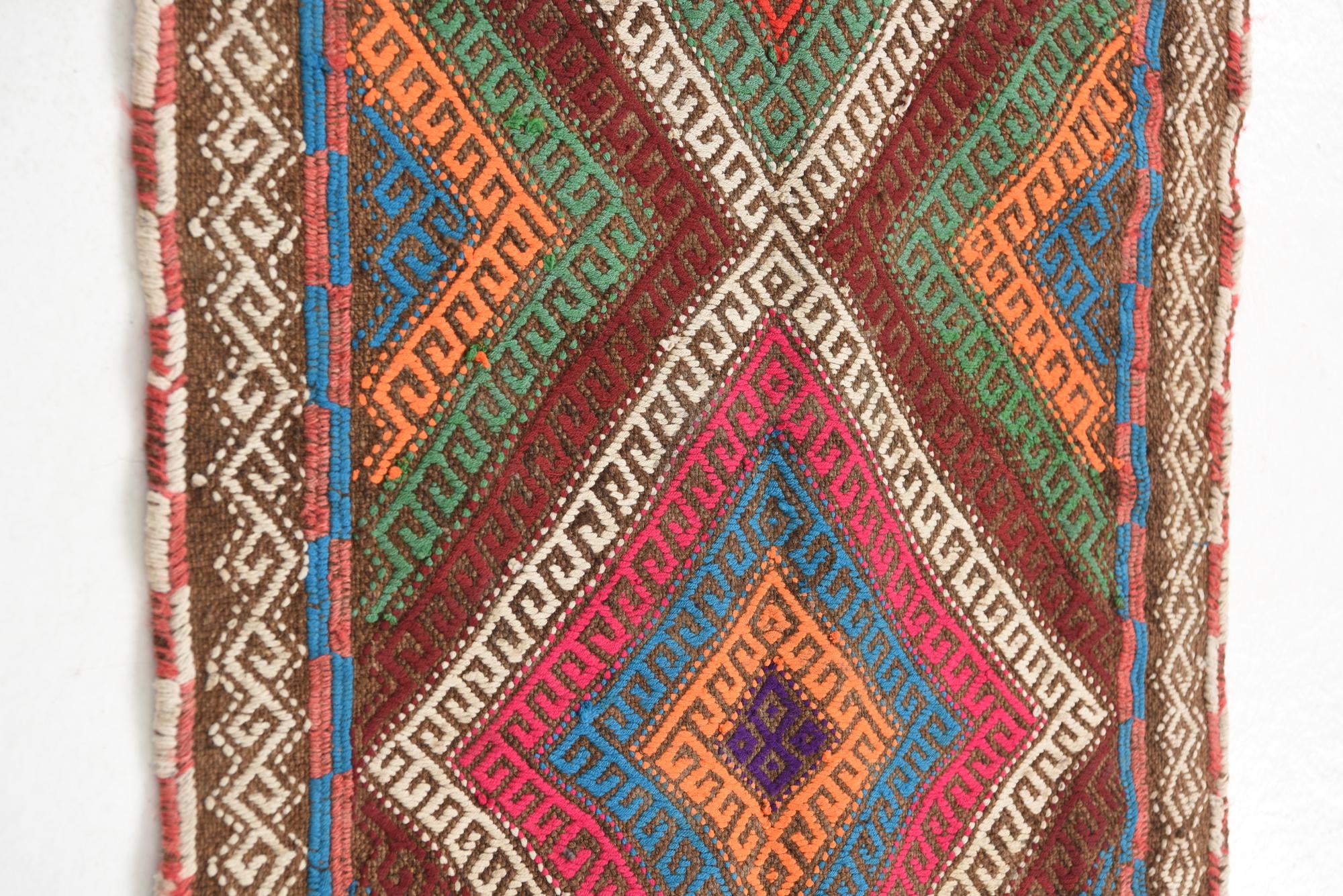 55cm x 190cm Hand Knotted Kilim Fars Persian Wool Runner Rug