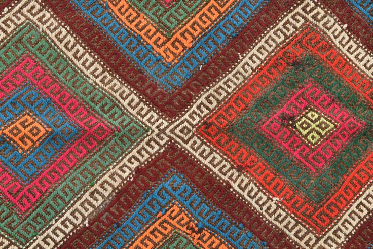 Detail image of 1' 10 x 6' 2 Hand Knotted Kilim Fars Persian Wool Runner Rug