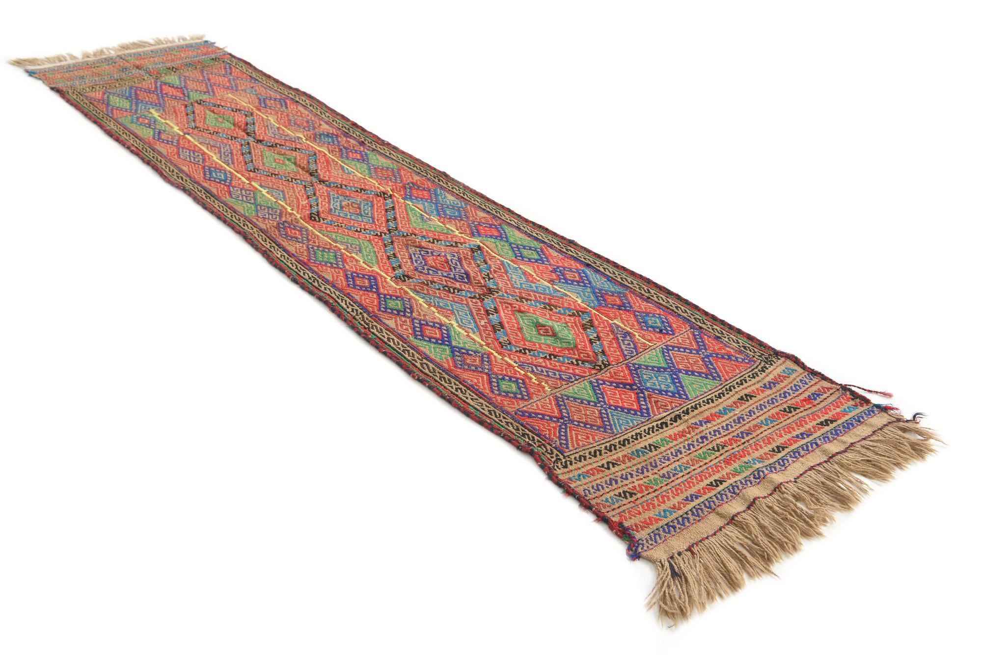 2' 1 x 9' 4 Hand Knotted Kilim Fars Persian Wool Runner Rug