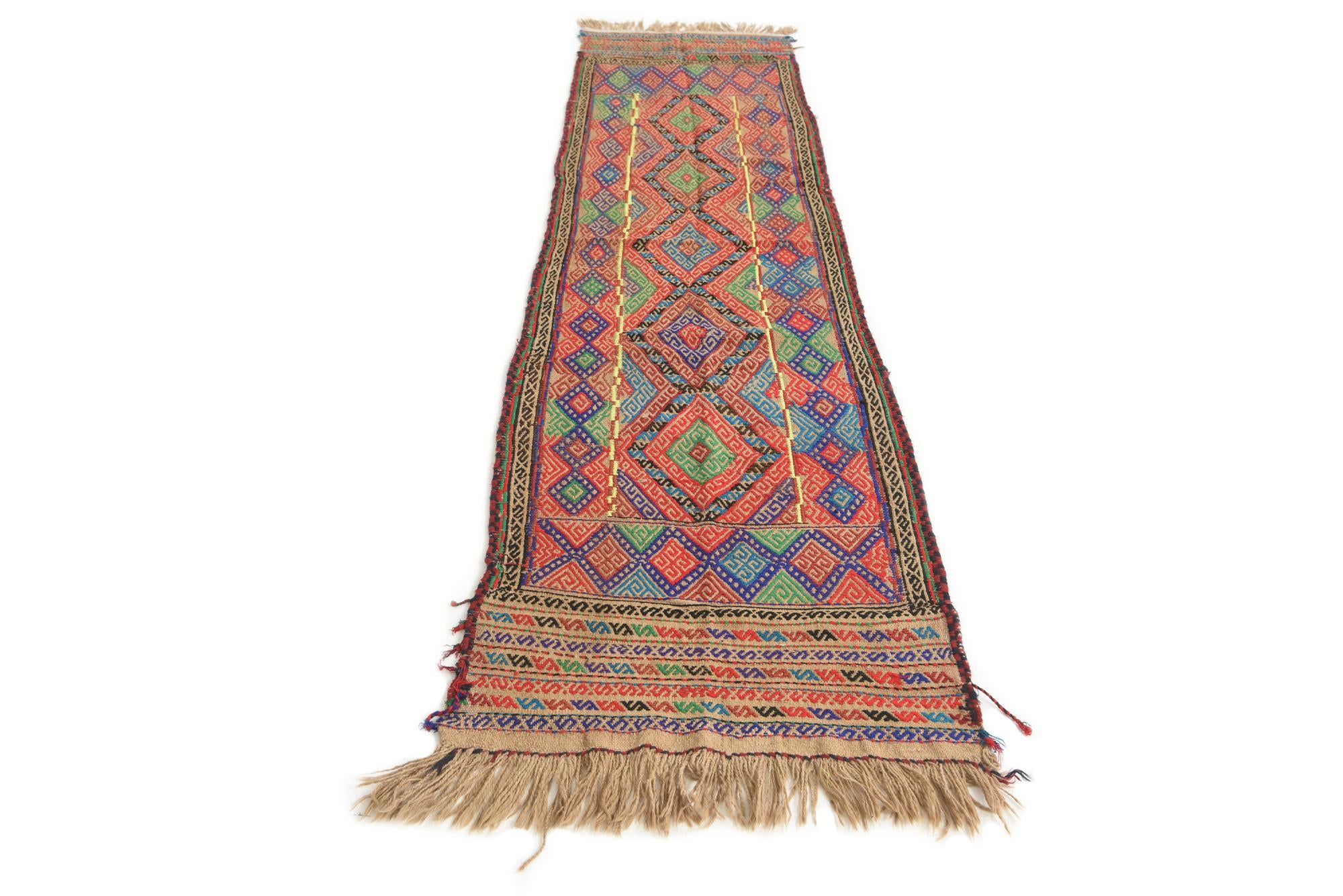 2' 1 x 9' 4 Hand Knotted Kilim Fars Persian Wool Runner Rug