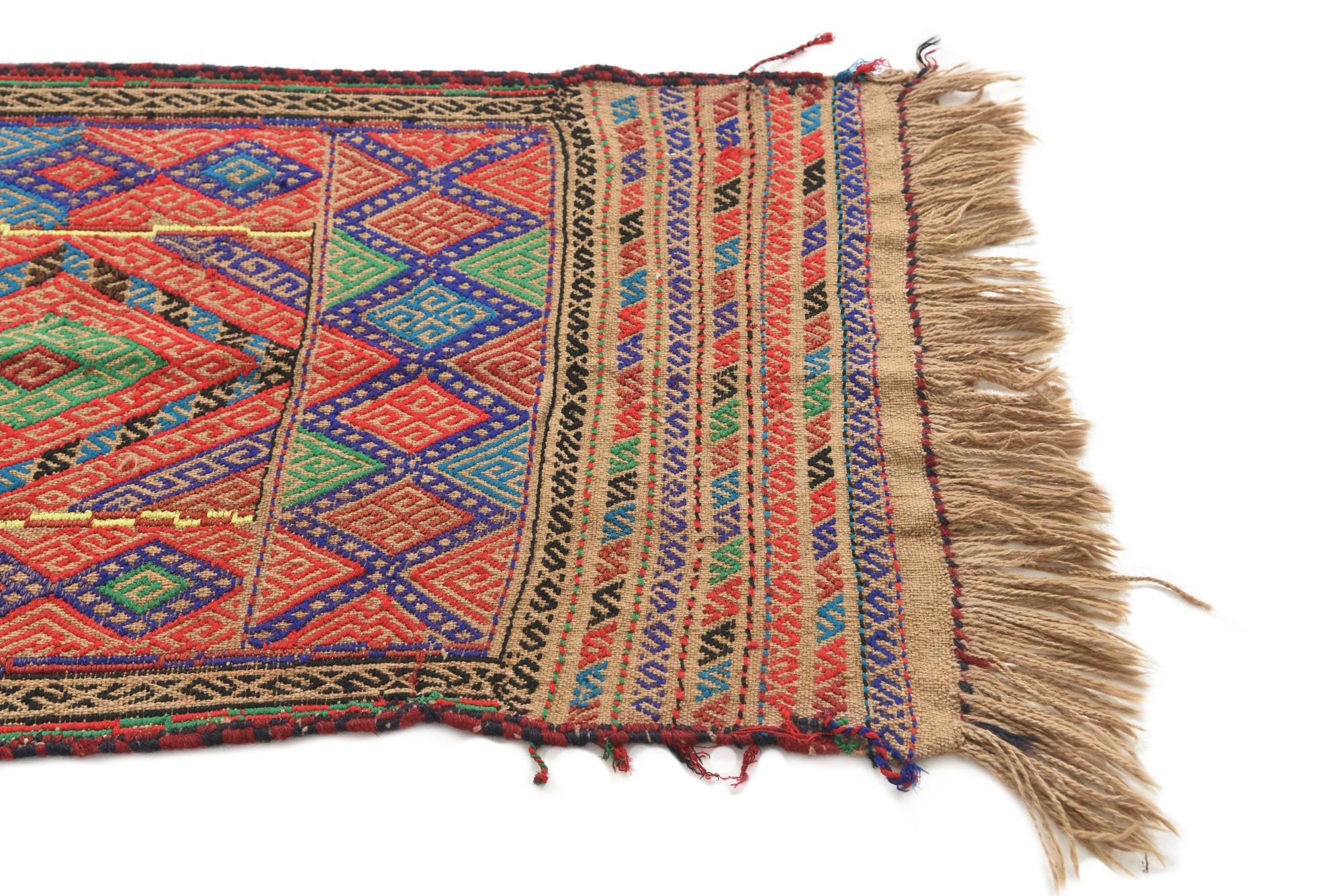 2' 1 x 9' 4 Hand Knotted Kilim Fars Persian Wool Runner Rug