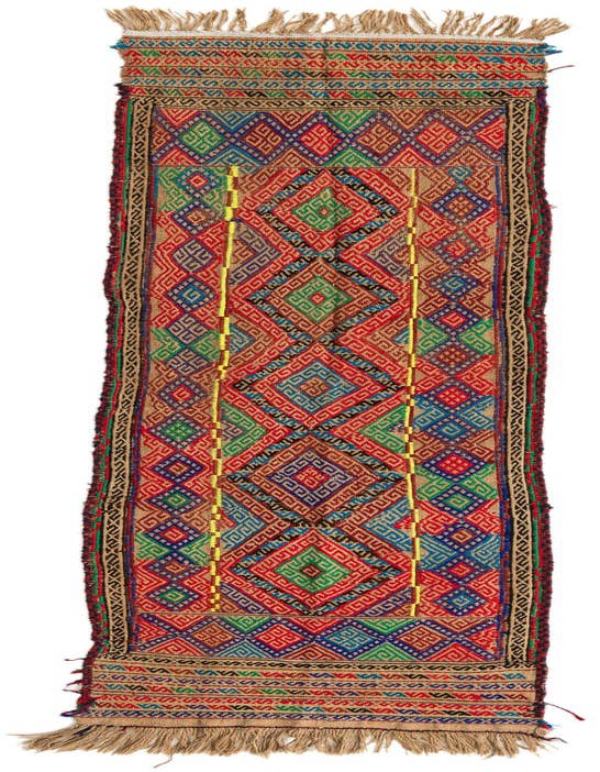 Detail image of 2' 1 x 9' 4 Hand Knotted Kilim Fars Persian Wool Runner Rug