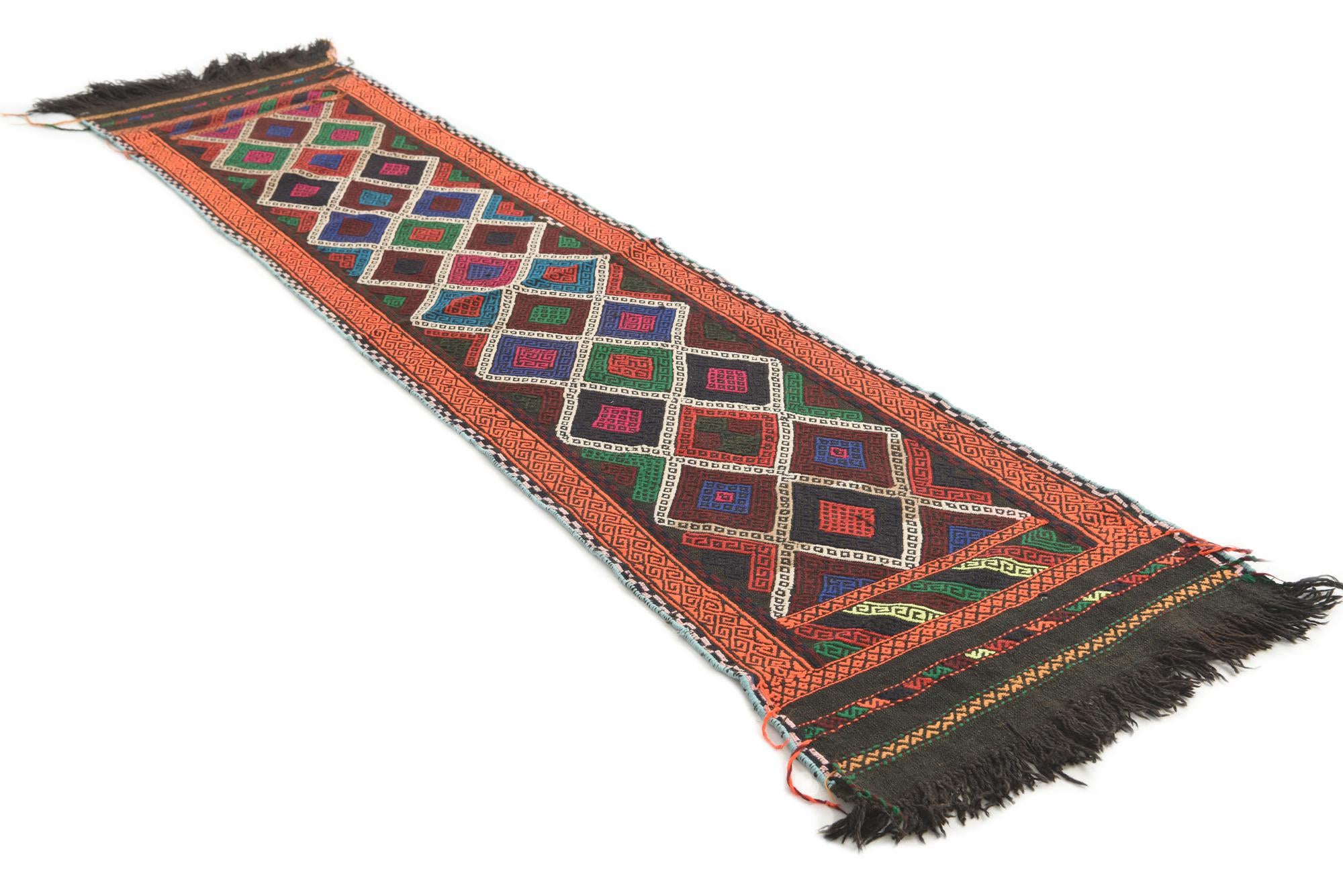 2' 2 x 9' Hand Knotted Kilim Fars Persian Wool Runner Rug