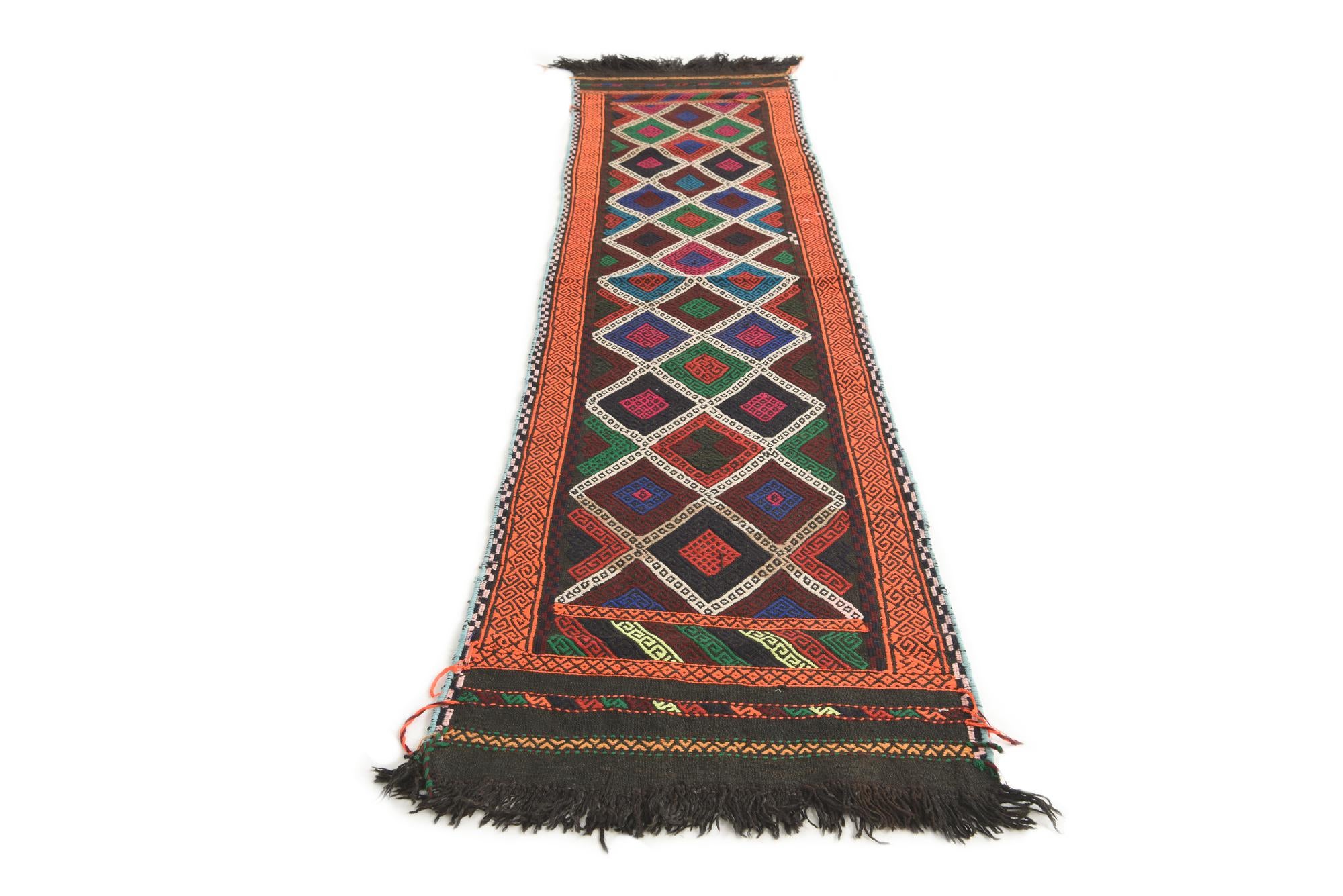 2' 2 x 9' Hand Knotted Kilim Fars Persian Wool Runner Rug